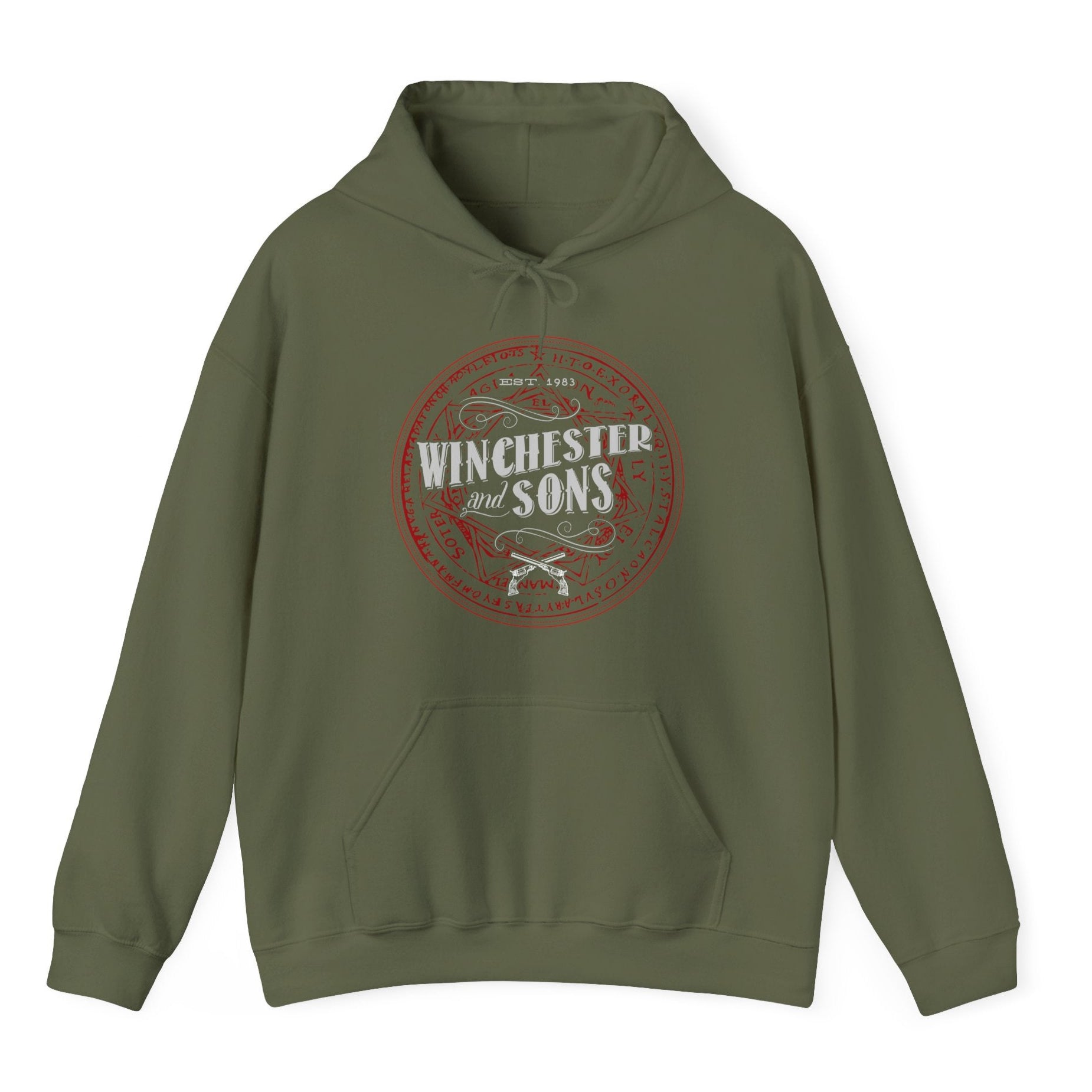 Green hoodie with 'Winchester and Sons' logo on a white background